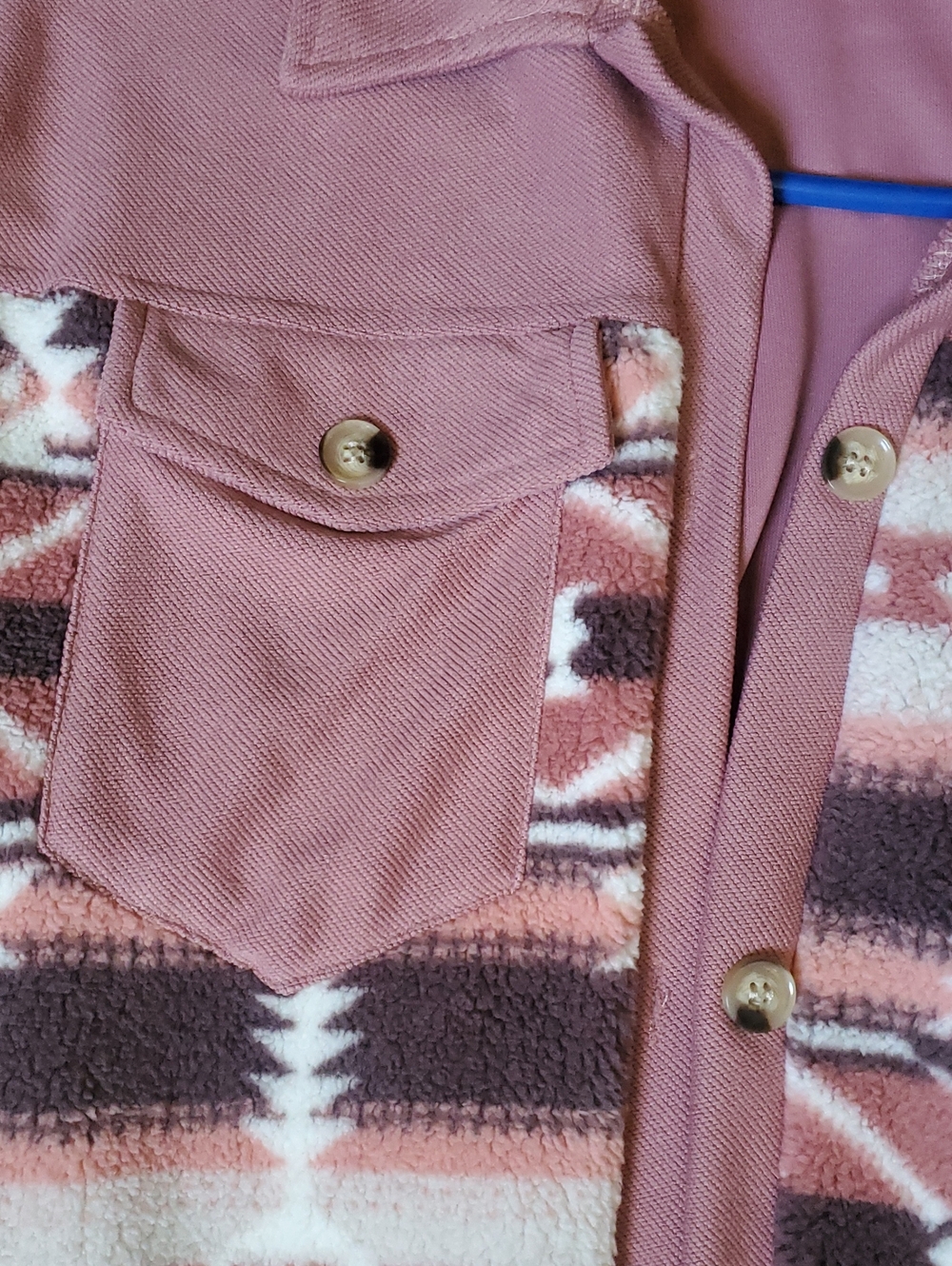 Aztec Patterned Button-Up Jacket - Pink - Picture 2 of 3